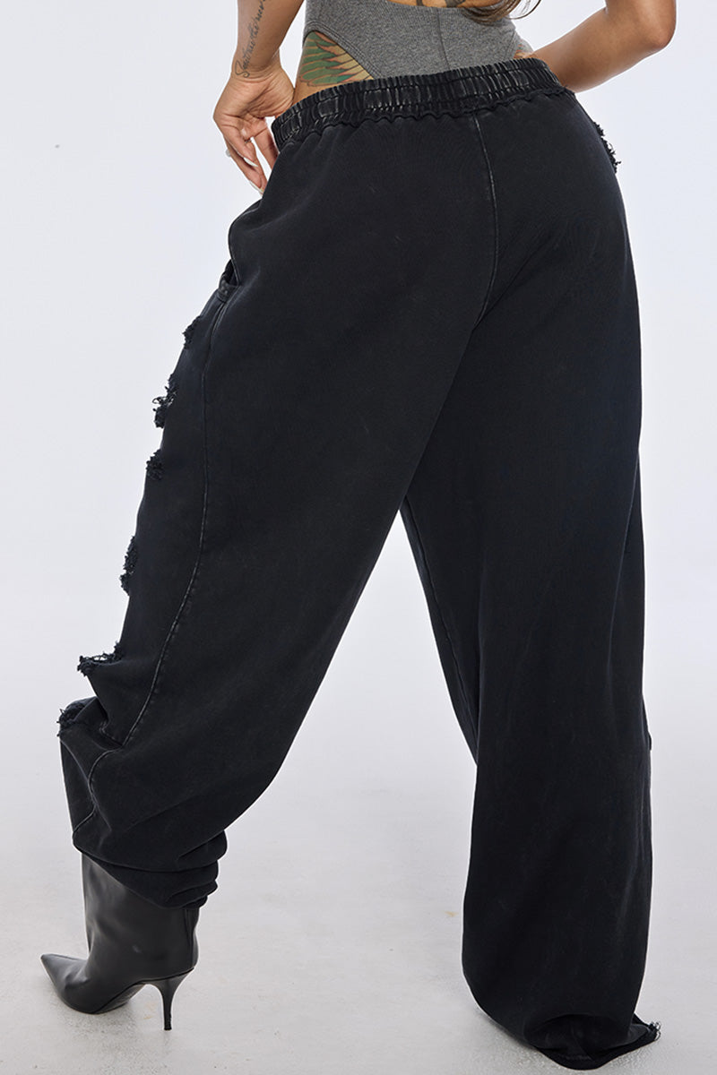 Distressed Slouchy Fit Jogger Pants