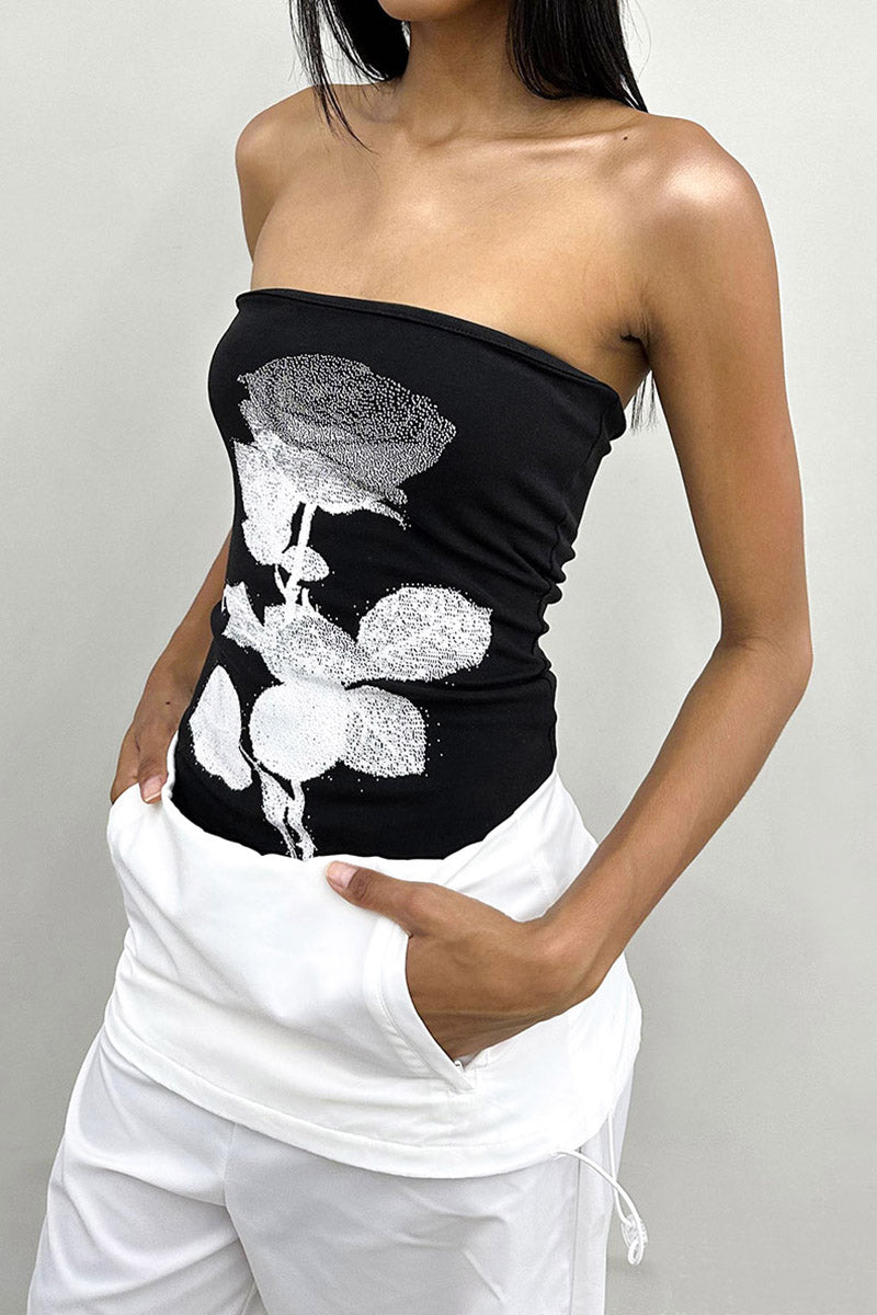 Bold Floral Strapless Tube Top