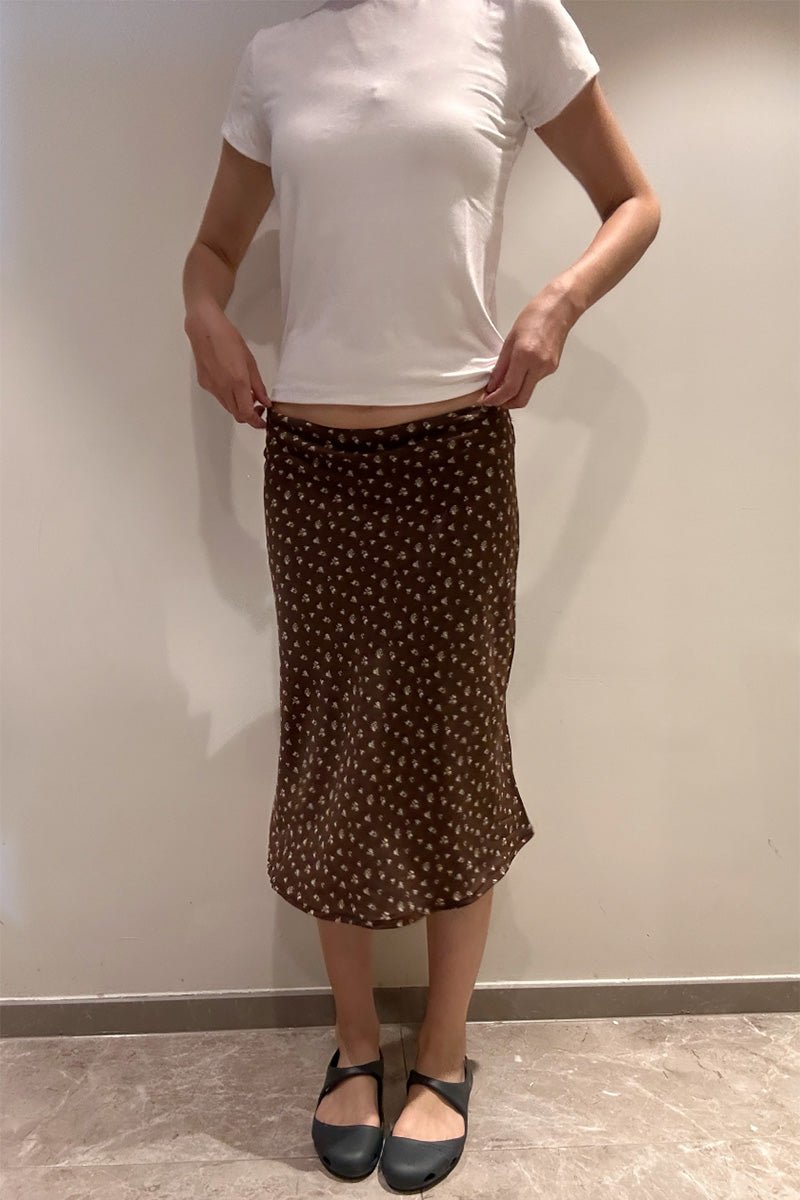 Micro Check Midi Slip Skirt
