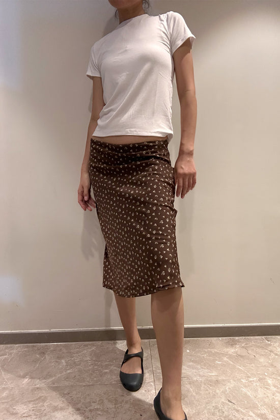 Micro Check Midi Slip Skirt