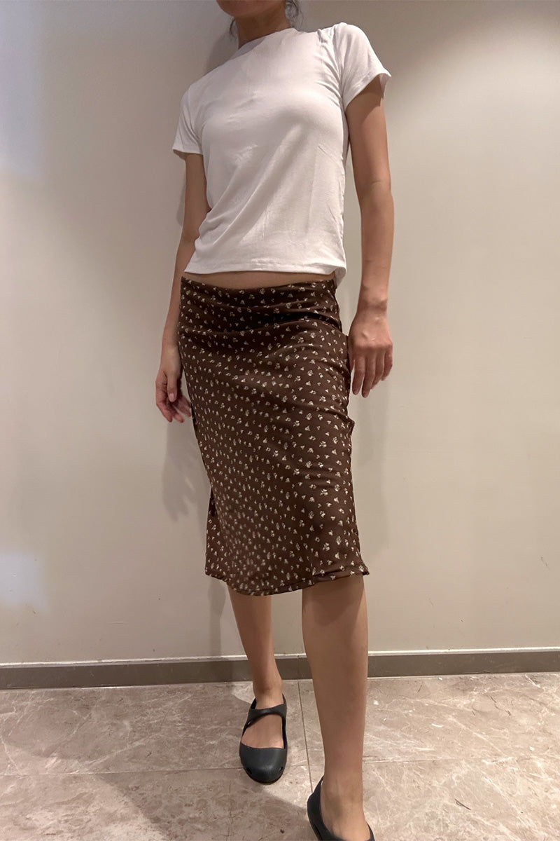 Micro Check Midi Slip Skirt