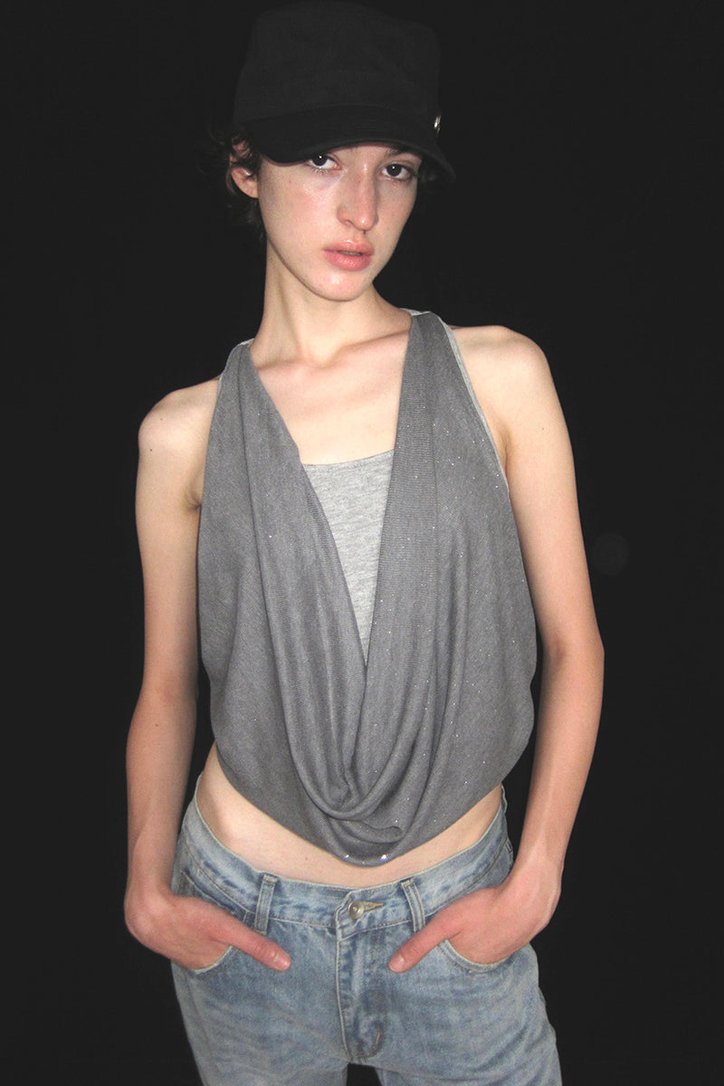 Draped Sleeveless Casual Tank Top