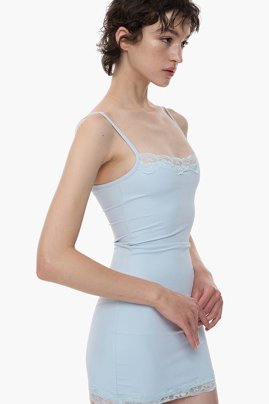 Lace Trim Spaghetti Strap Bodycon Dress
