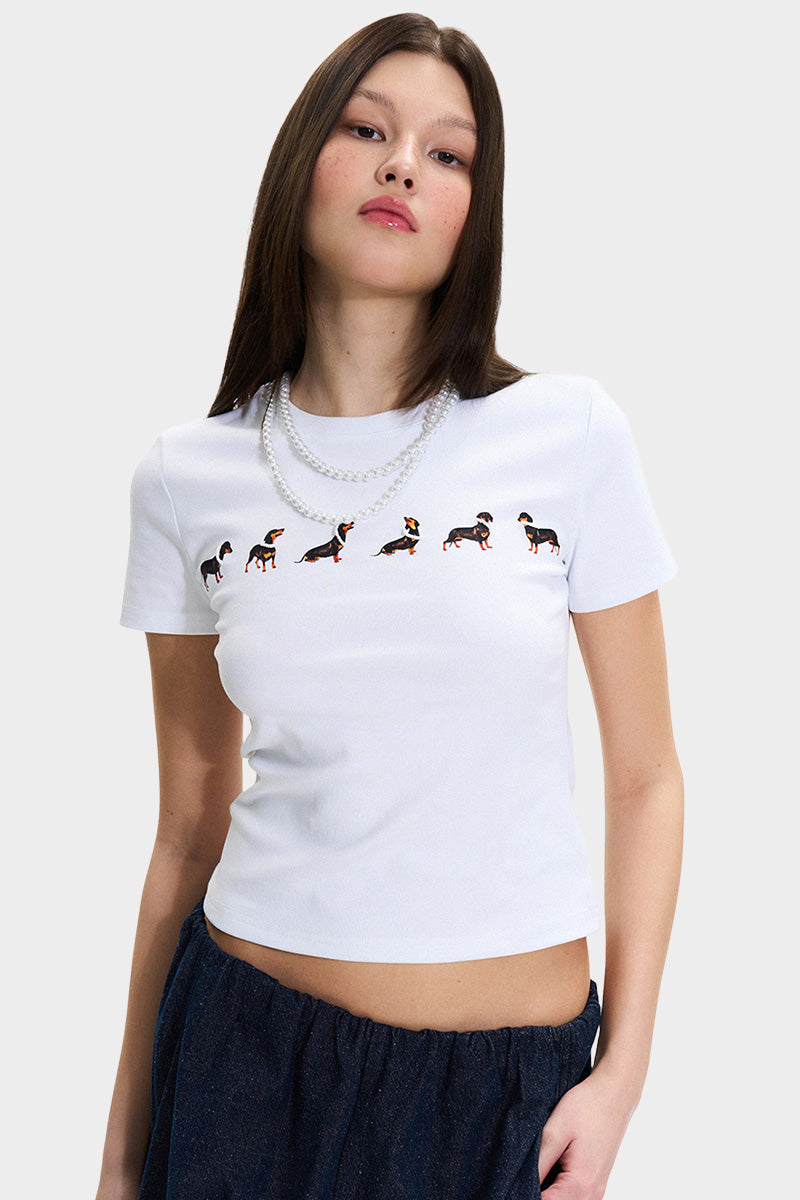 Dog Patterns Fitted T-Shirt