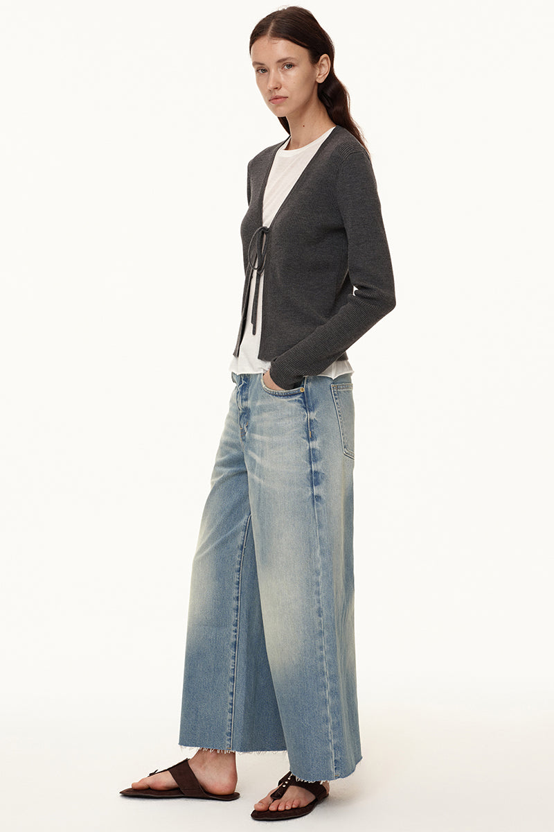 Wide-Leg Washed Denim Jeans
