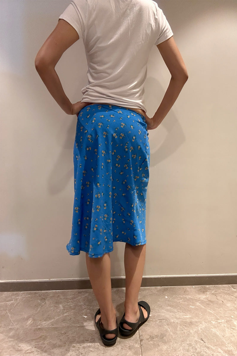 Micro Check Midi Slip Skirt