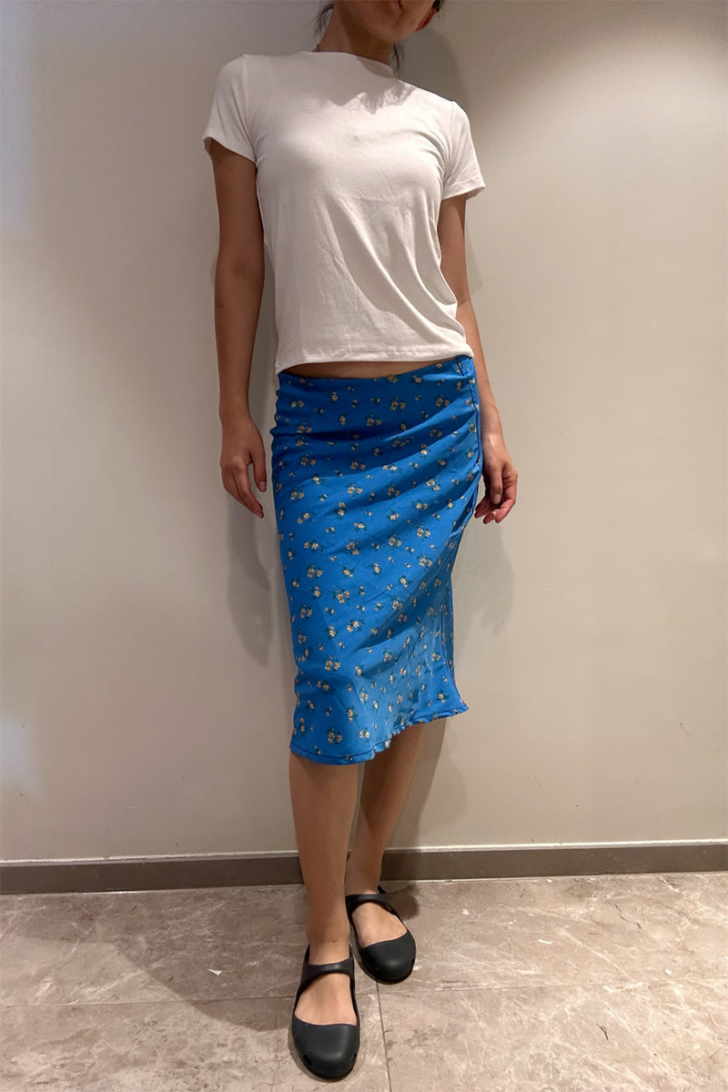 Micro Check Midi Slip Skirt
