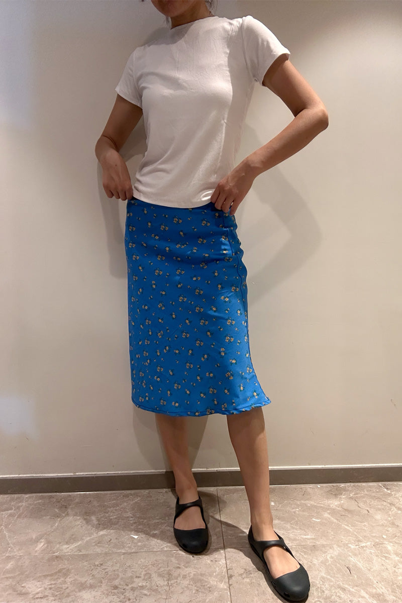 Micro Check Midi Slip Skirt