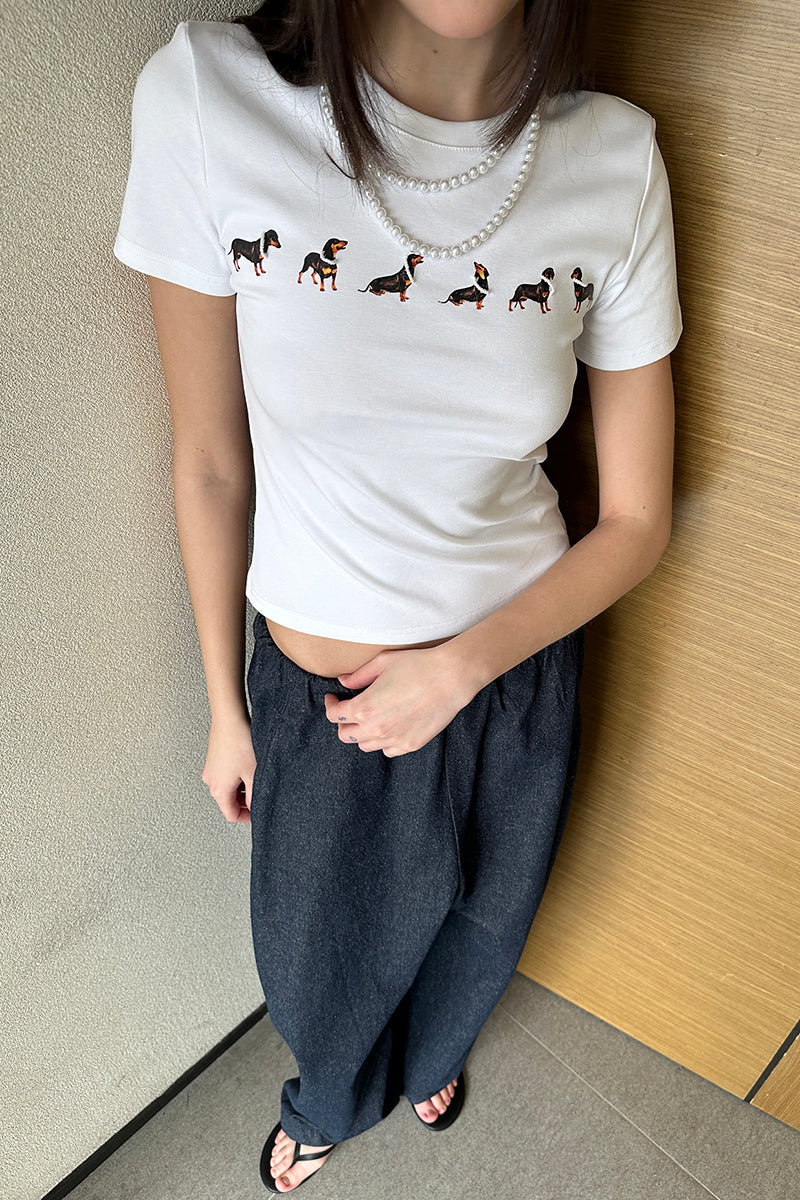 Dog Patterns Fitted T-Shirt