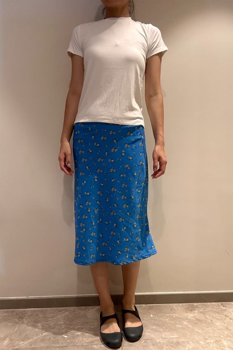 Micro Check Midi Slip Skirt