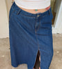 High-Waisted Front Slit Denim Skirt