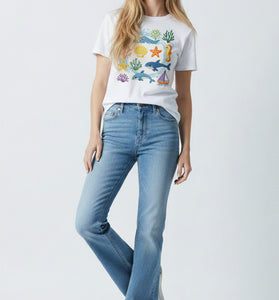 Sea Life Mosaic Embroidered T-Shirt