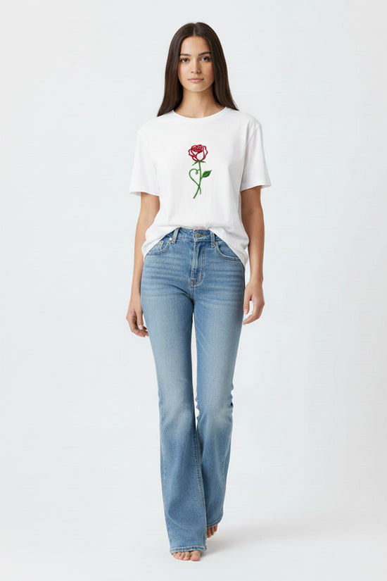 Single Rose Graphic T-Shirt