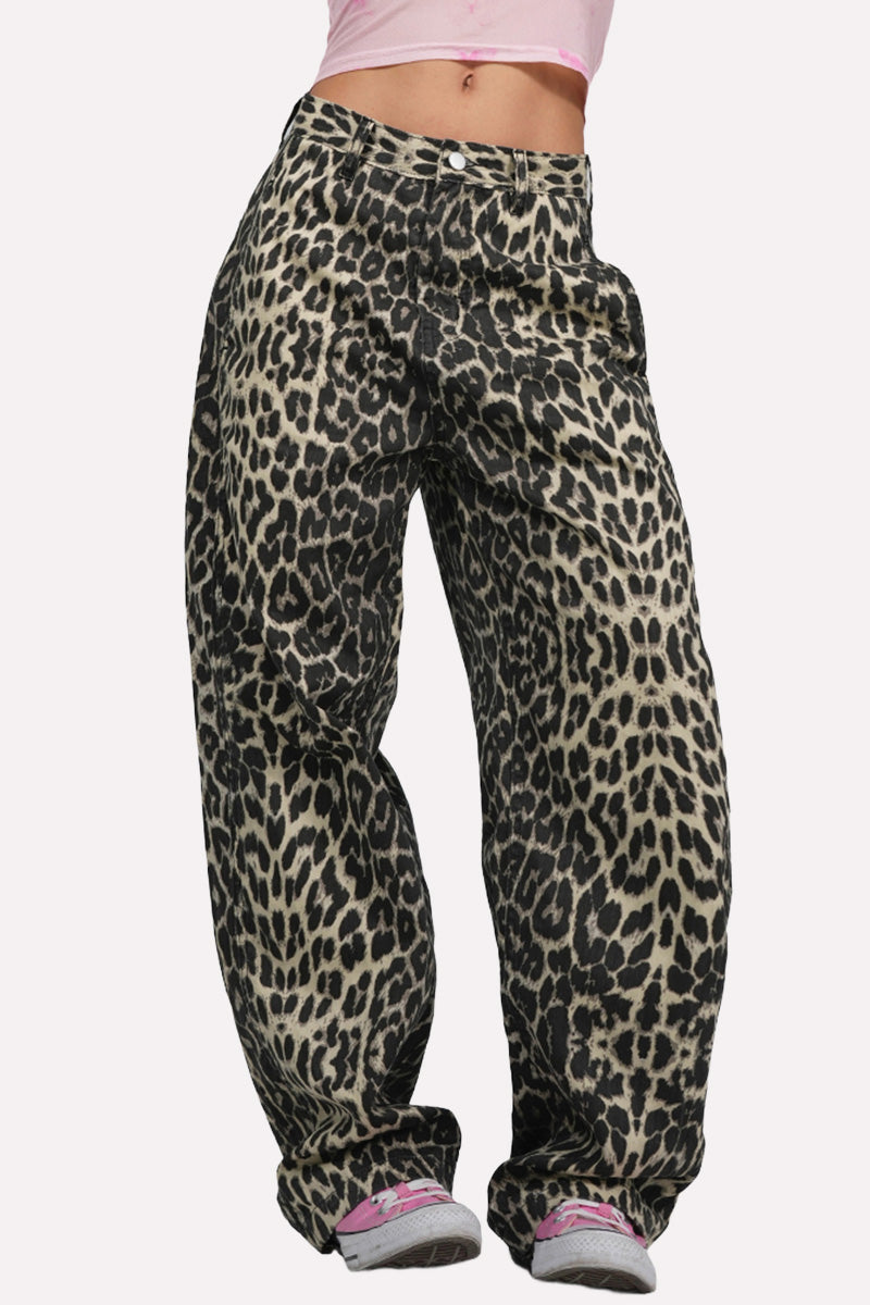Leopard Print Wide-Leg Pants