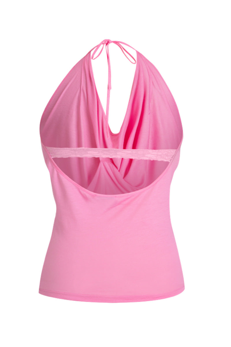 Lace Backless Halter Cami Top