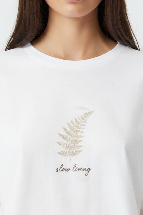 Flow Energy Leaf Embroidered T-Shirt