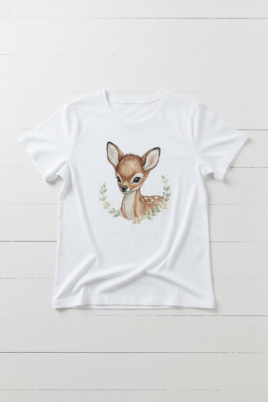 Little Deer Embroidered T-Shirt