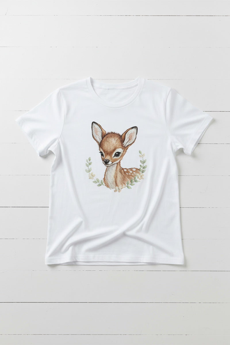 Little Deer Embroidered T-Shirt