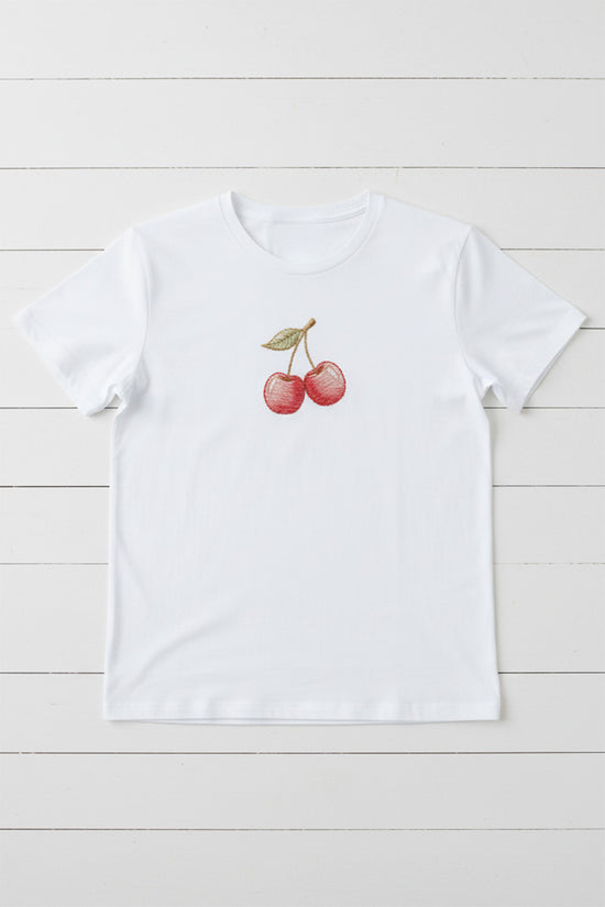 Soft Cherry Embroidered T-Shirt