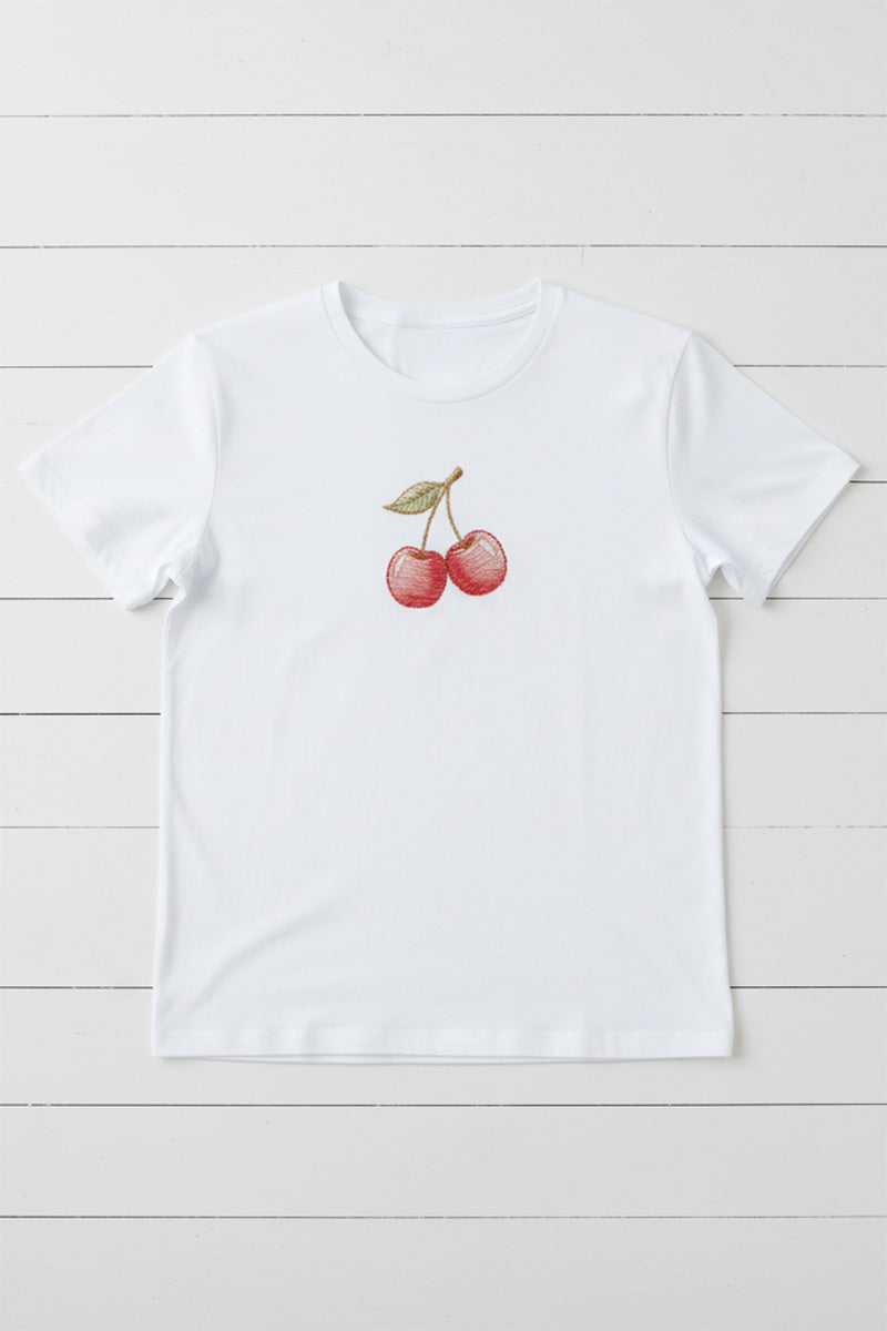 Soft Cherry Embroidered T-Shirt