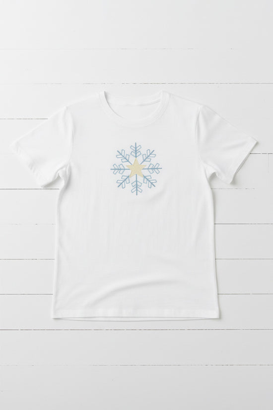 Golden Star Snowflake Embroidered T-Shirt