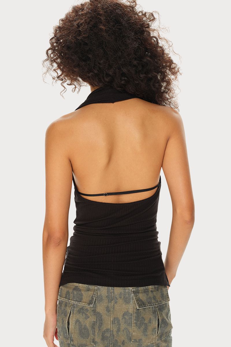 Draped Halter Sleeveless Top