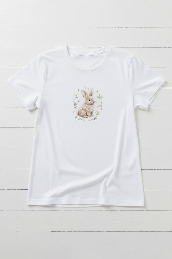 Gentle Bunny Embroidered T-Shirt