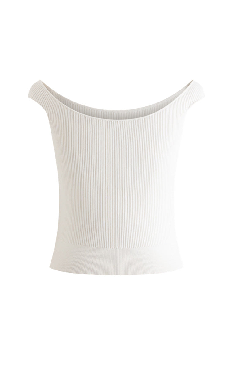 Ribbed Off Shoulder Crop Tops