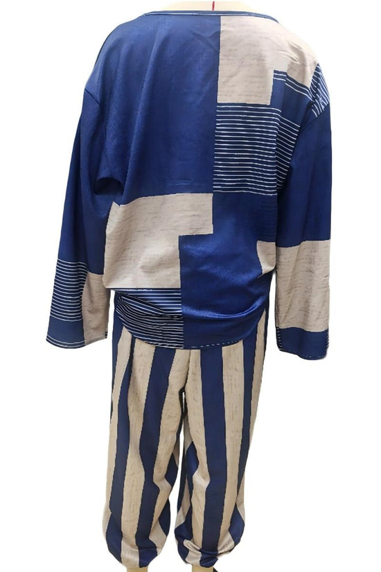 Geometric Patchwork Oversized Pants Set
