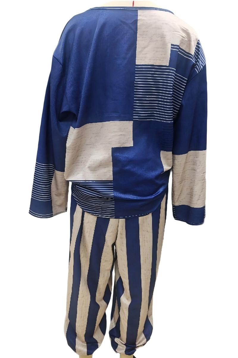 Geometric Patchwork Oversized Pants Set