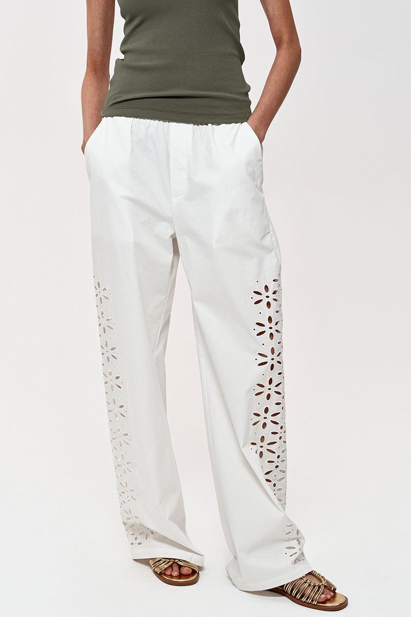 Cutout Detail Straight-Leg Trousers