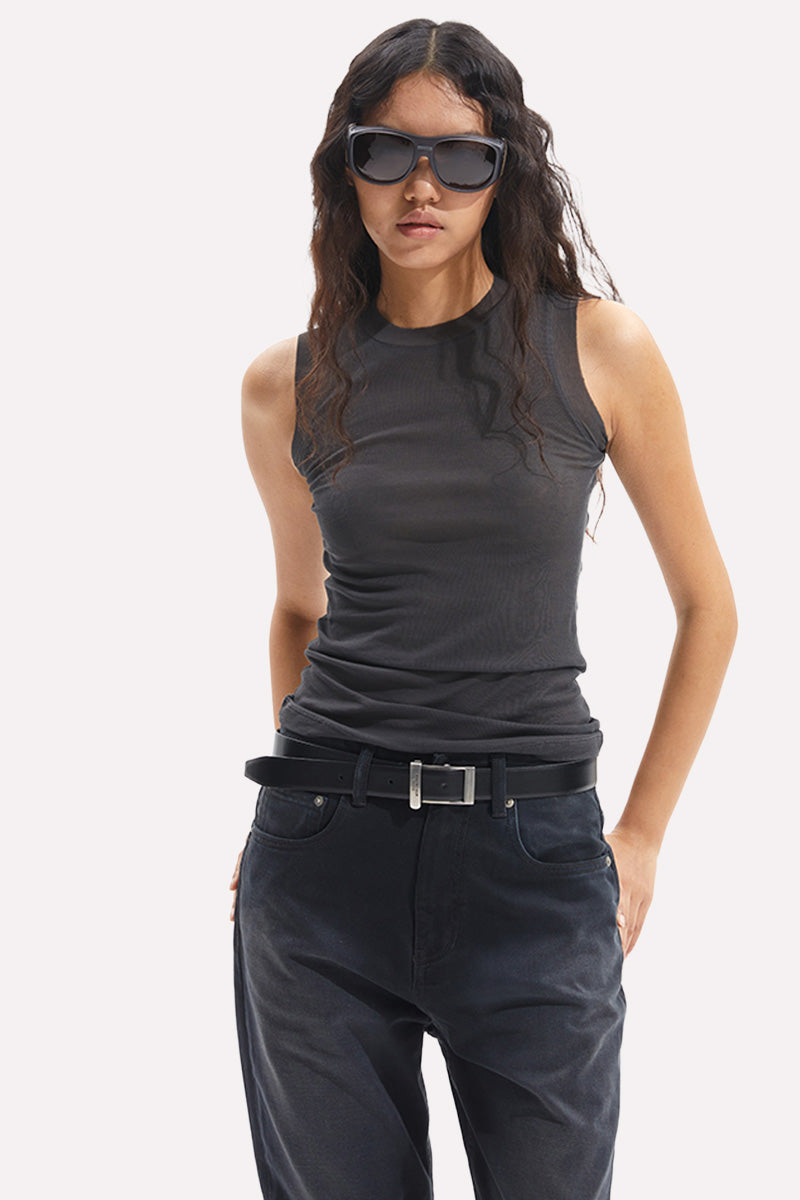Ruched Fitted Sleeveless Tank