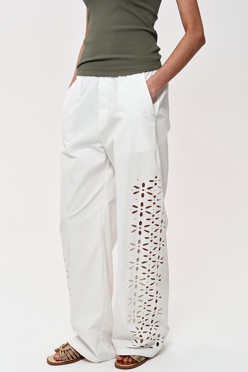 Cutout Detail Straight-Leg Trousers
