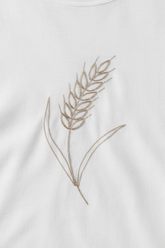 Wheat Sprig Embroidered T-Shirt