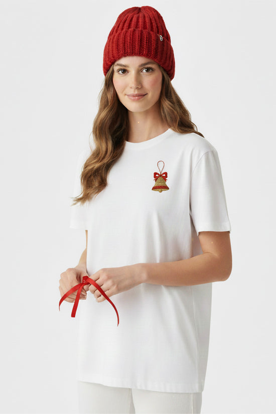 Tiny Bell Charm Embroidered T-Shirt