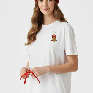Tiny Bell Charm Embroidered T-Shirt