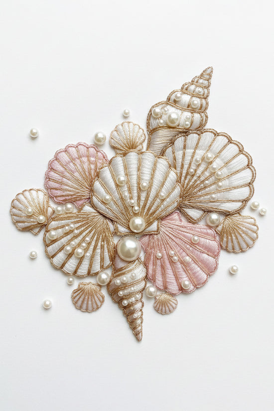 Golden Seashell Embroidered T-Shirt
