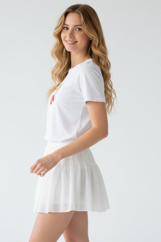 Soft Cherry Embroidered T-Shirt