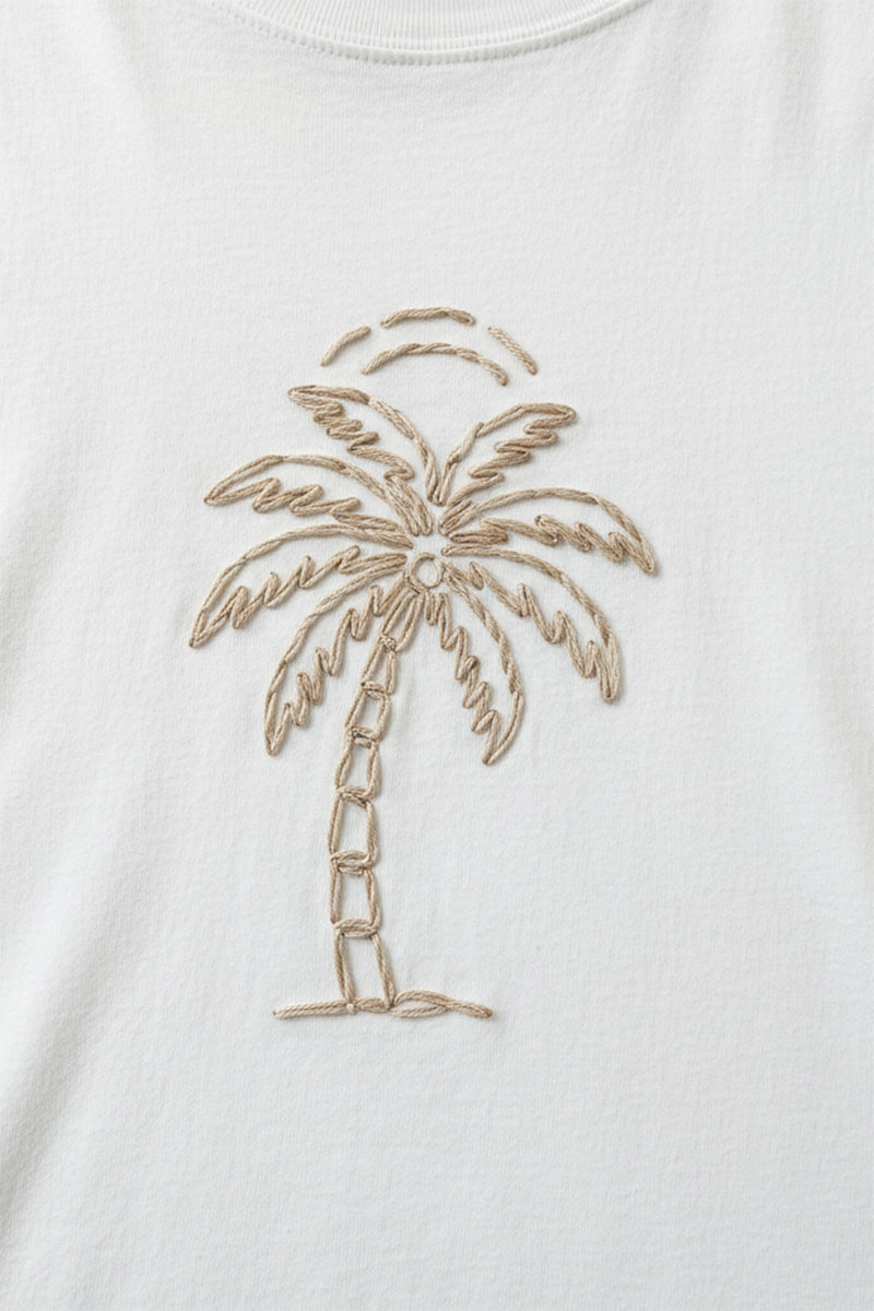 Golden Palm Embroidered T-Shirt