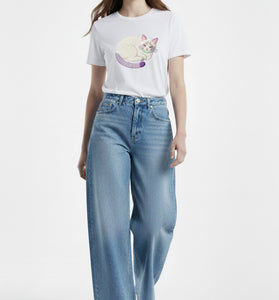 Cozy Cat Embroidered T-Shirt