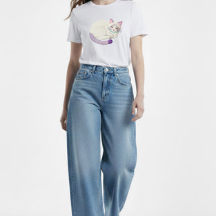 Cozy Cat Embroidered T-Shirt