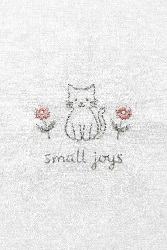 Small Joys Cat Embroidered T-Shirt