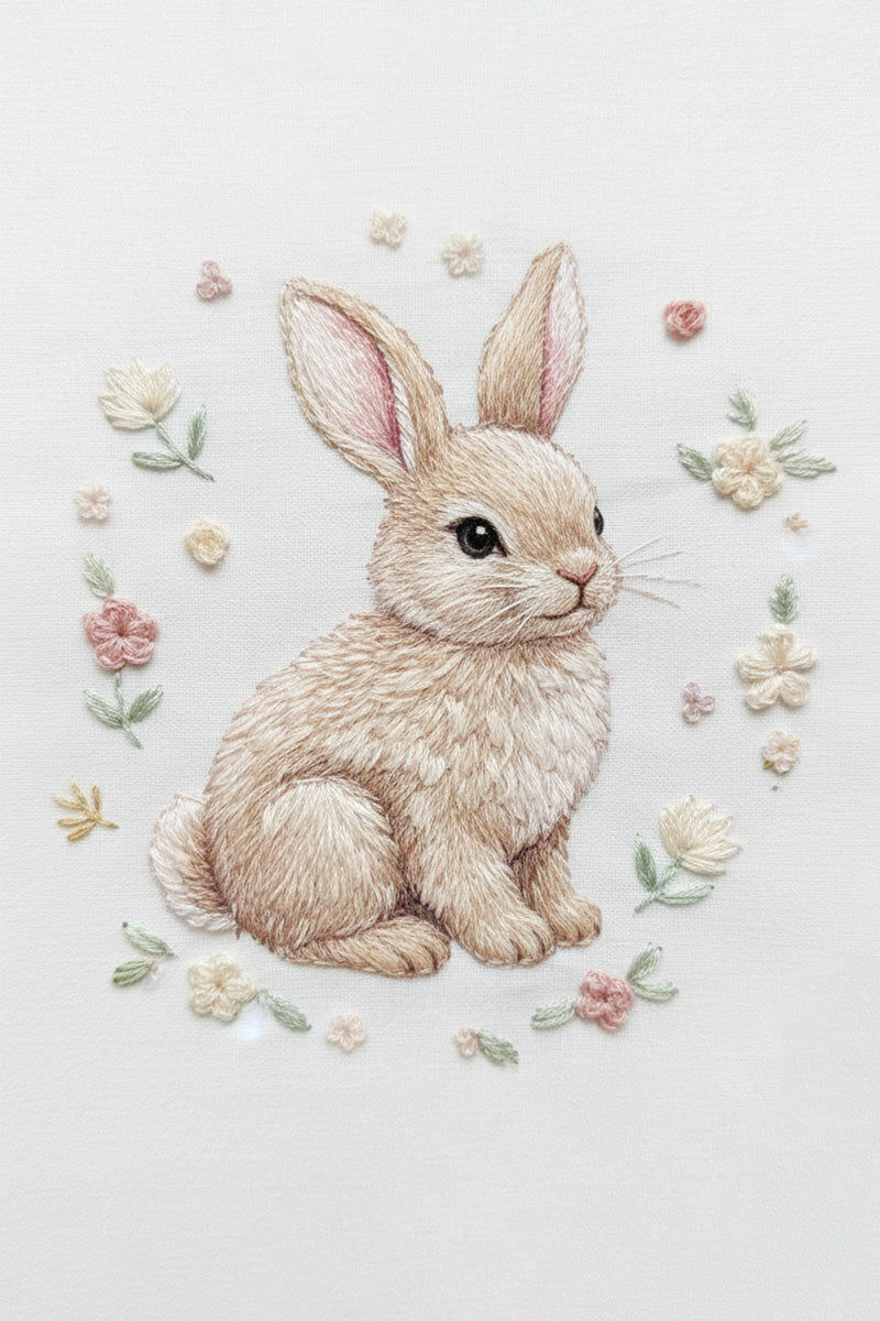 Gentle Bunny Embroidered T-Shirt