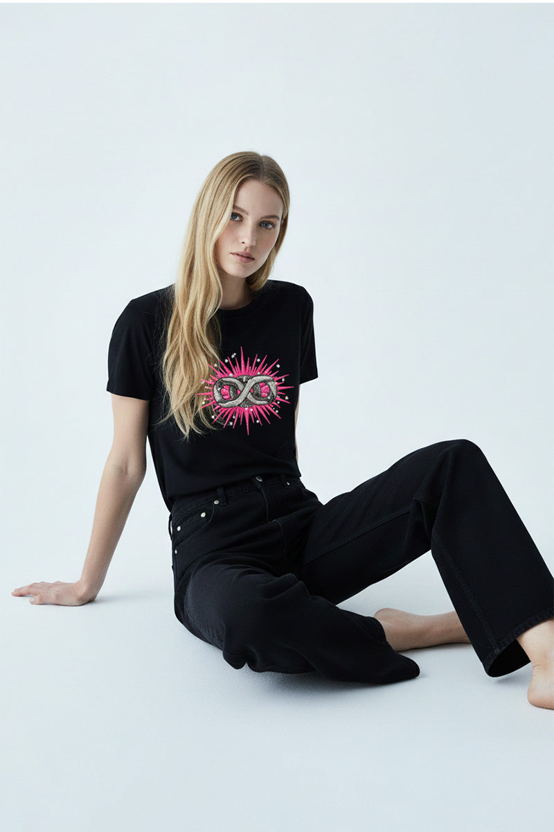 Patterned  Emblem T-Shirt