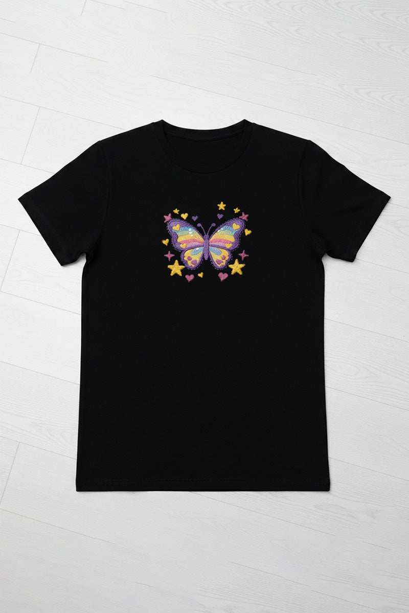 Butterfly Embroidered T-Shirt