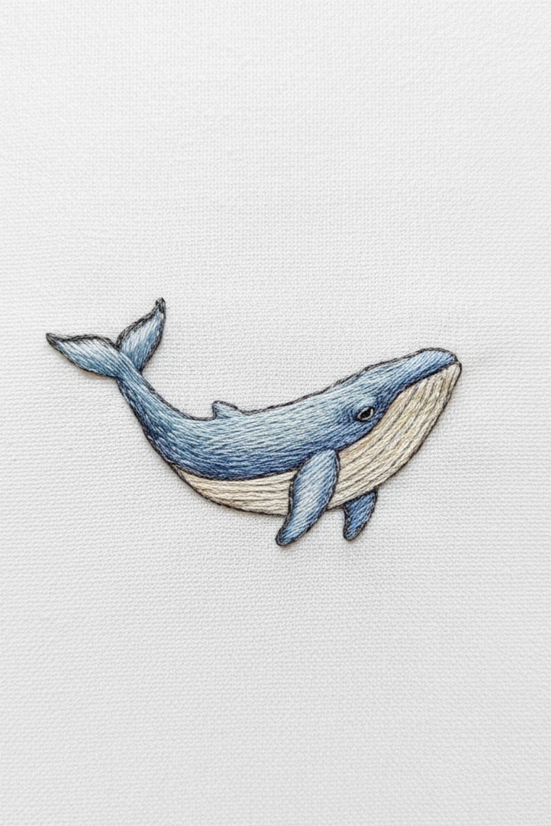 Blue Whale Embroidered T-Shirt