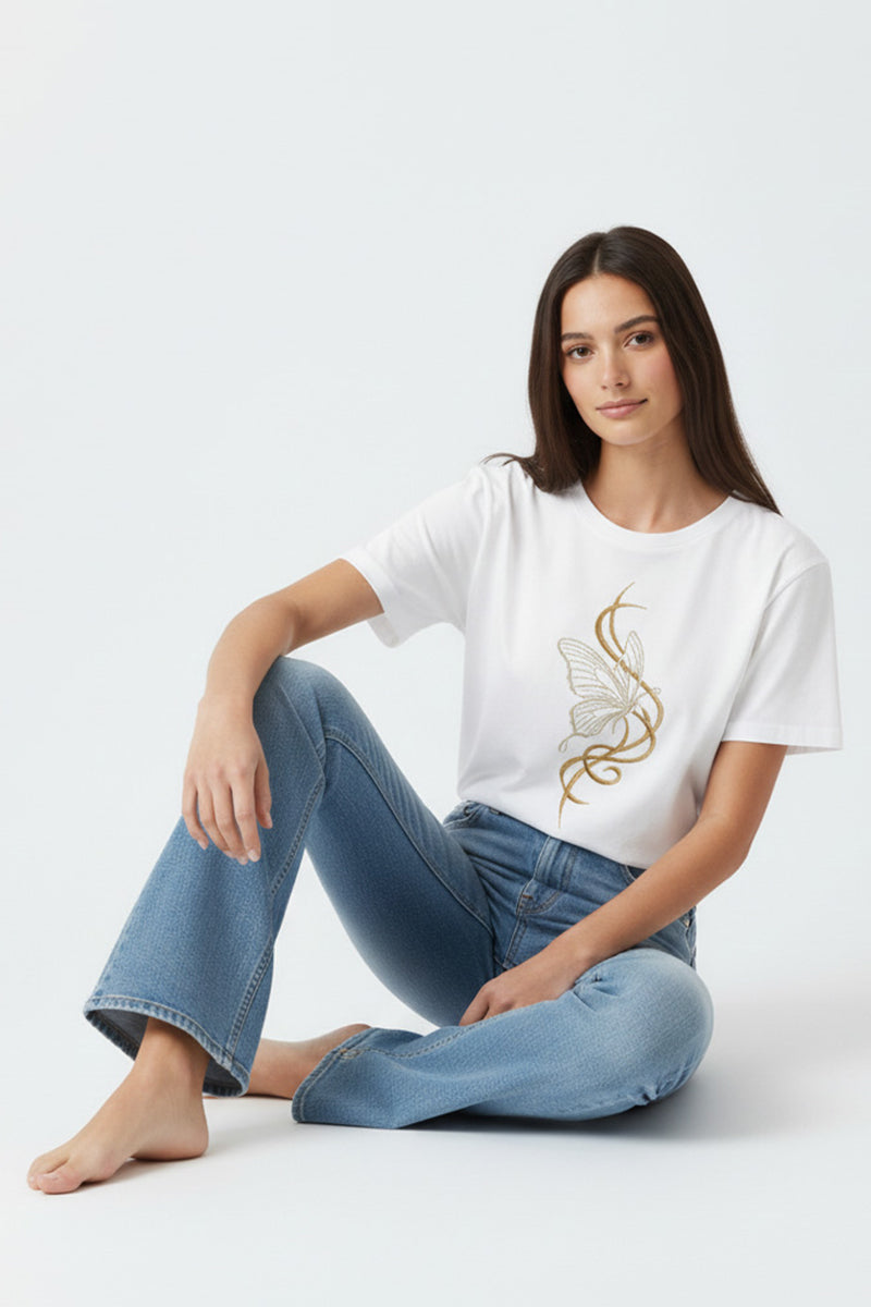Butterfly Essence Embroidered T-Shirt