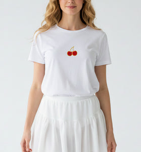 Mini Cherry Embroidered T-Shirt