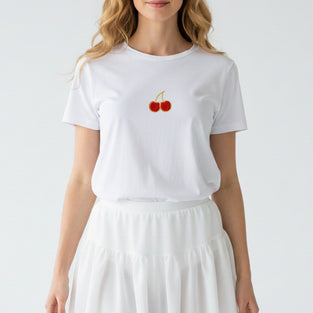 Mini Cherry Embroidered T-Shirt
