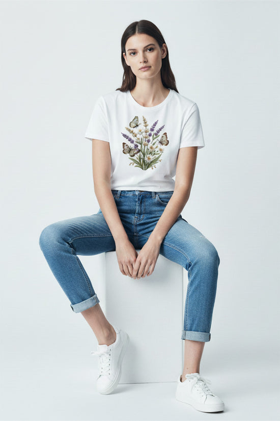 Lavender Meadow Embroidered T-Shirt